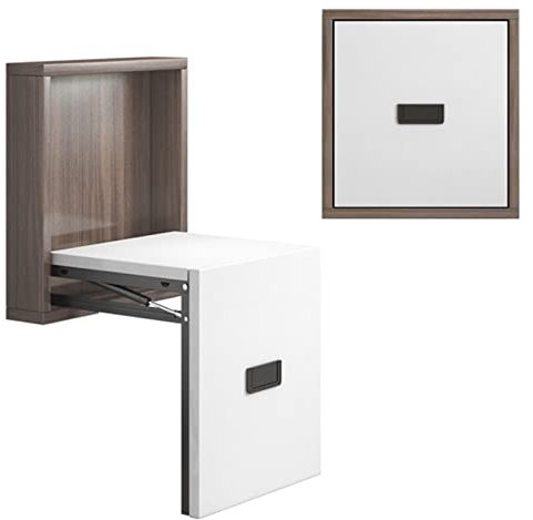 An der Wand montierter Klappstuhl, unsichtbarer Schuhwechselhocker, Klapphocker für den Eingang, platzsparender Badezimmer-Wandhocker aus massivem Holz(40x44.7cm(16x18), White A)