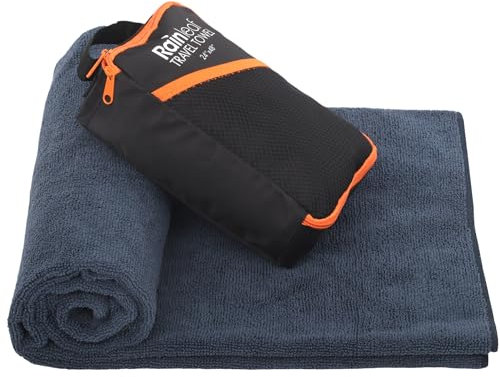 Rainleaf Microfiber Travel Towel Quick Dry Swimming Towel Ultra-Compact,Super Absorbent,Washcloths for Bathroom, Shower,Camping,Backpacking-Navy 24x48