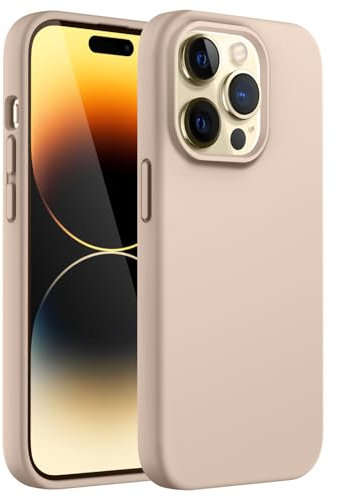 JETech Silicone Case for iPhone 14 Pro Max 6.7-Inch, Silky-Soft Touch Full-Body Protective Phone Case, Shockproof Cover with Microfiber Lining (Gold)