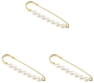 Luxus Imitation Perlen Sicherheitsnadel Brosche Pin Clip für Schal Kleid Hijab Pin, 7x1.8cm, Kunststoff