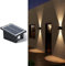 ZVO Solar Wandleuchte für Aussen, LED Solarleuchte für Außen LED Wandleuchte Up and Down Leuchten 2 Modus IP65 Wasserdicht Kabellos Solarlampen für Garten Treppe Balkon Terrasse Pfad Garage