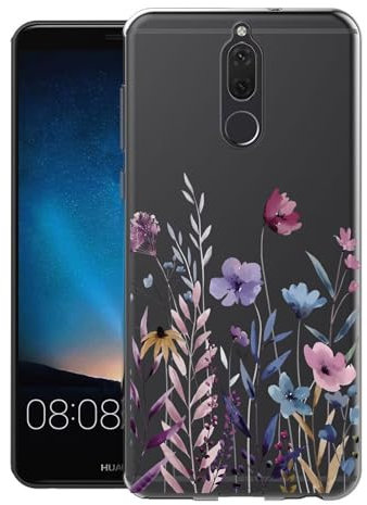 Kaywzo Cover per Huawei Mate 10 Lite,Custodia in Trasparente TPU con Modello del Modelli di Fiori Colorati,Ultra Sottile Donna Silicone Phone Protezione Case Cover-4