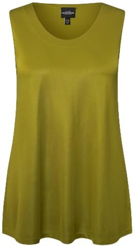 Ulla Popken Damen große Größen Übergrößen Plus Size Slinkytop, Piqué, A-Linie, Rundhals, ärmellos Avocado grün 54+ 827896428-54+