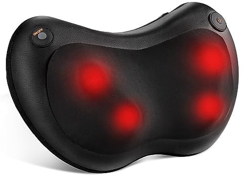 Careboda Massagekissen mit Wärmefunktion, Shiatsu Massagegerät für Nacken Schulter, Rückenmassagegerät Elektrisch mit 3D Rotierenden Massageköpfen,15-Min Timer, vatertagsgeschenk für papa