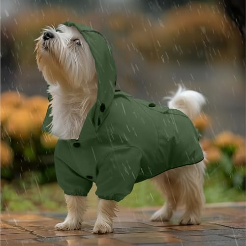 Navaris Regenmantel Regenjacke für Hunde - Regenmantel Hund wasserdicht - Hundemantel Hunderegenmantel Regencape aus PU und Polyester - Dog Raincoat - Grün - S