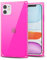 Svanove pour iPhone 11 Coque Carrée Transparente, Transparent Rectangulaire Carré Coque de Téléphone Protecteur d’Appareil Photo, Transparent Mince Silicone Antichoc Coque Souple, Rose Vif