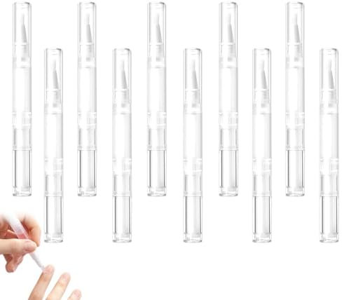 Bolígrafo aceite uñas vacío con pincel, 10 Piezas bolígrafos aceite uñas, bolígrafo aceite cutícula transparente 2 ml, bolígrafo aceite uñas vacío con punta pincel brillo labios contenedor cosmético