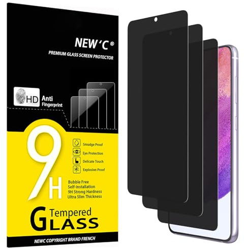 NEW'C Lot de 3, Verre Trempé Anti-Espion pour Samsung Galaxy S21 FE 5G, Angle de Confidentialité 28 Degrés Amélioré, Dureté Ultra-Résistante 9H, Sans Bulles