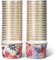 Lot de 50 Pots Glace 266 ml et Coupelles Jetables – Bols en Papier avec Motif Floral et Bord Doré – Pot à Glace Jetable, Coupelle Jetable Chaud/Froid pour Fêtes, Mariages, Desserts et Soupes