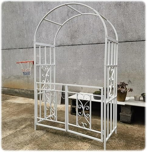 Gartenbogen mit Doppeltor, Pergola-Gartenlaube, Rosen, Outdoor-Torbogen, für Hinterhof, Terrasse, verschiedene Kletterpflanzen, Höhe 233 cm, einfach zu montieren (Farbe: Weiß)