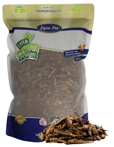 Lyra Pet® 1 kg Heuschrecken getrocknet Vogelfutter Wildvögel Nager | Reich an Proteinen & Mineralien - Schonend getrocknetes Vogefutter - Ideal als Ergänzung - Natürliches Futter