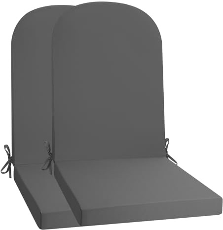 PRIMEPATIO Hochlehner Auflage Gartenstuhl 120x50x6 2PC Grau | Schaumstoffgefülltes Sitzkissen mit Bändern für Gartenmöbel, Terrasse und Klappstühle, Weich und Wettergeeignet