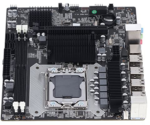 Matybobe Placa Base X58 Placa Base para Juegos DDR3 para Computadora de Escritorio con Soporte de Memoria ECC Puertos USB2.0 2 Ranuras DIMM