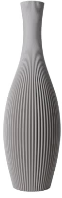 Slimprint Bodenvase Stella, Greige, 18,8 x 60 cm, Hohe Dekovase für Pampasgras mit Modern Streifendesign, Recycelter Biokunststoff