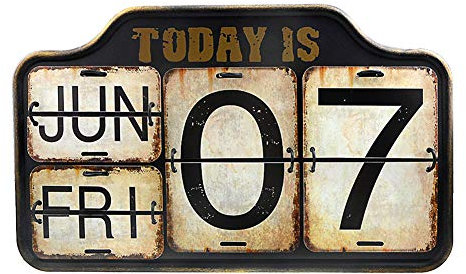 Metall Ewiger Kalender Eisen & PVC Wand Schreibtisch Kalender Flip Distressed Finish für Home Office Decor (M16Q-RL035)