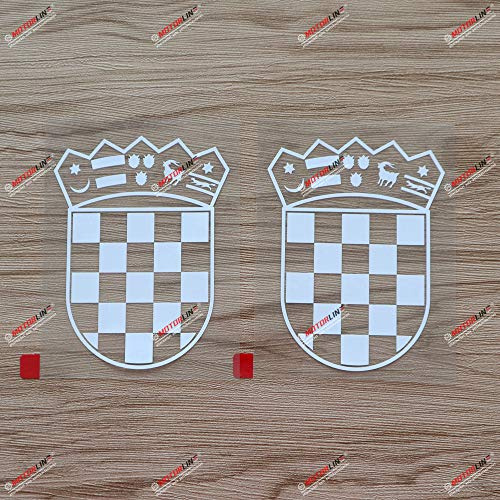 2er-Set Weiß, 10,2 cm Wappen der Republik Kroatien Decal-Aufkleber, Auto-Vinyl, konturgeschnitten, ohne Hintergrund