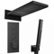ENKI, Milan, SH0099, Square Thermostatic Concealed Shower Set with Dual Overhead Shower, Handset Kit, Black