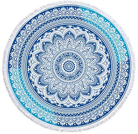 Proumhang Rundes Strandtuch mit Fransen Leichtes, faltbares, tragbares Schnelltrocknen zum Schwimmen. Sport Anti Sand 100% Mikrofaser Mehrzweck-Durchmesser mit großer Größe 150cm-Stil 38