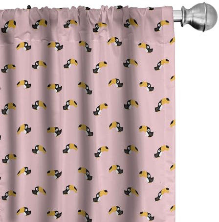 ABAKUHAUS Tukan Vorhänge, Gardinen, Weiche Minimal Tropical Birds, Fensterbehandlungen für Wohnzimmer Schlafzimmer Dekor, 2 Stück 75 cm b x 175 cm h, Rose Erde Gelb