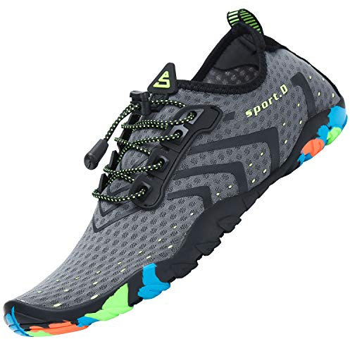 SAGUARO Schwimmschuhe Herren Damen Leicht Atmungsaktive Badeschuhe Unisex Erwachsene rutschfest Schnell Trocknend Strandschuhe Drinnen Draußen Surfschuhe, Neu Grau 37