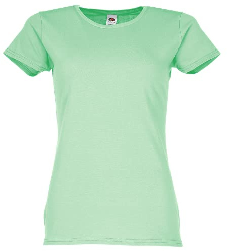 Fruit of the Loom Ladies Iconic 195 – figurbetontes Damen Shirt aus gekämmter Baumwolle, Rundhals Basic T-Shirt mit Seitennähten
