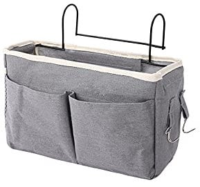 croselyu Home Multifunktionale Nachttisch-Hängetasche, College-Schlafsaal, Nachttisch, Stoff, Hängekorb, Bett-Unordnung, Sortierung, Aufbewahrungstasche, Magazin, Buch, Aufbewahrungstasche (Grau)