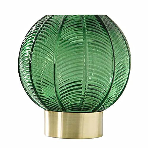 Round Green Glass Vase Nordic Modern Centerpiece Flower Arrangement Copper Circle Glass Flower Vases for Table Living Room Bedroom Office Decoration (L(9cm))