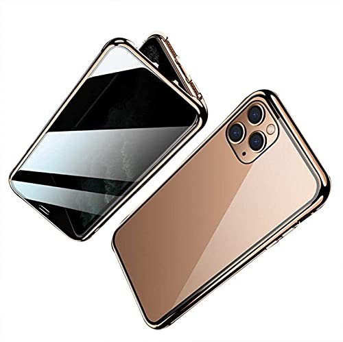 Riyueyi Anti-Espion Case pour Iphone 11/12 Magnétique Double Côtés Verre Trempé Anti Peep Écran Protection Coque,d'or,for 12 Mini