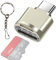 leizhan Type C Micro SD/TF Card Reader with Keychain, USB to SD SDHC SDXC OTG Memory Reader, Adapter Compatible for Mac Windows Lixus Samsung Galaxy Note 20 S20, silver (MiniReader-SV)