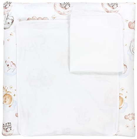 TupTam Baby Wickelauflage inkl. 2 Frotteebezügen ANK019, Farbe: Tiere auf Wolken, Größe: 75 x 80 cm