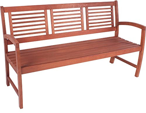 Lomadox Bank Gartenbank Terrassenbank Balkonbank 3-Sitzer aus Eukalyptus 156 cm breit