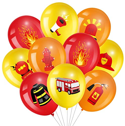45 Latex Feuerwehrauto Luftballons Feuerwehrauto Geburtstag Luftballons Deko Feuer Party Luftballons für Kinder Rote, Orange und Gelbe Feuerwehrauto Luftballons für Rettung Themen Party