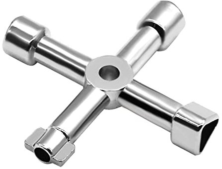 Bodiiwuliu Llave de Utilidad Multifuncional 4-Puntas,llave de interruptor transversal,llave de fontaneros multifunción,para ascensores, contadores de agua y electricidad, válvulas