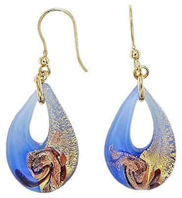 Venetiaurum - Pendientes con colgante gota en cristal de Murano original y plata 925 - Joya certificada made in Italy
