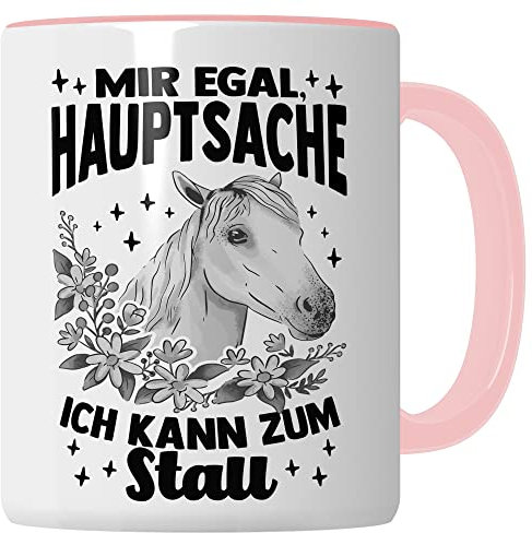 Tasse Pferd Stall Pferde Kaffeetasse Reiterin Kaffee-Becher Reiten bester Freund Vierbeiner Teetasse Pferdemädchen Stallmädchen Pferdeliebhaber Geschenk Geschenkidee Reiter (Weiß/Pink)