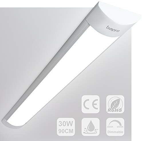 Dimmbare LED-Lichtleiste 120CM, 30W LED-Röhrenleuchte Werkstatt-Keller-Lampe, ON/Off dimmbar (6500k-3000k-4000k) Garagenbeleuchtung LED-Lichtleiste für Küche, Keller, Büro, Hauswirtschaftsraum