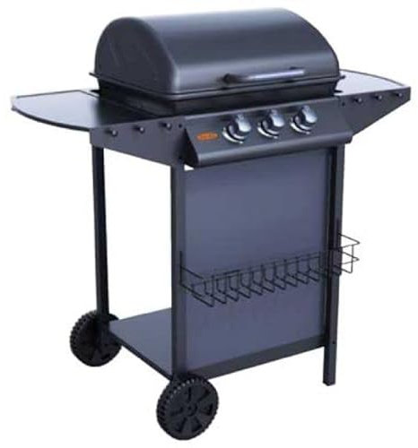 Barbacoa de gas con tres fuegos, ideal para estrellas, 104 x 55,4 x 97,7 cm