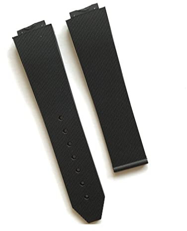 Uhrenarmband for Hublot weibliche Frauen Gummiband wasserdichtes Silikon Uhrenarmband 15 * 21 mm Band 18 mm Logo auf Riemen Schmetterlingsschnalle (Color : Black Strap, Size : with Black Buckle)