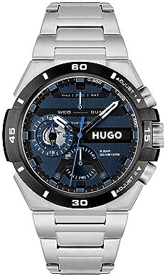 Hugo Multi Zifferblatt Quarz Uhr für Herren Kollektion #WILD mit Silbernes Edelstahlarmband - 1530337