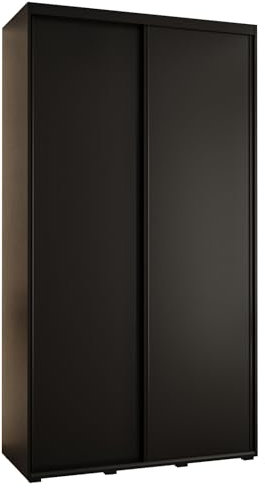 MEBLE KRYSPOL Davos 1 140 Schlafzimmerschrank mit Zwei Schiebetüren - Moderner Kleiderschrank mit Kleiderstange und Regalen - 235,2x140x45 cm - Schwarz Schwarz Schwarz