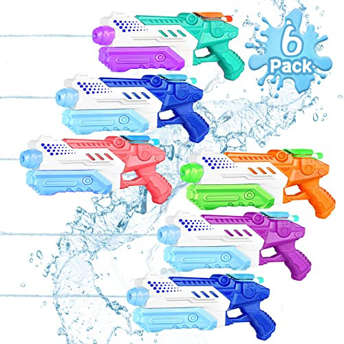RONSTONE Water Gun for Kids Adults - 6 Pack Water Pistol with 300ML Water Capcity and 25-30 Feet Shooting Distance - Summer Swimming Pool Garden Party Beach Water Fighting Outdoor Toys for Girl Boy