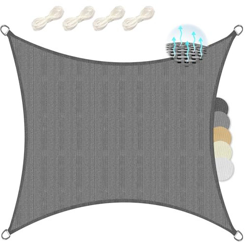 Sol Royal SolVision HS9 Lona de Sombra Antracita Rectangular - Toldo Transpirable para terraza jardín casa de Playa HDPE Protección UV Protección Solar 200x200 cm