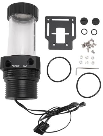 G1/4-Zoll-Kühlwärmetauscher-Wasserpumpentanks, 30-Mesh-Filter, 1100 L/h, 5900 U/min, PWM-Geschwindigkeitsregelung, PC-integrierte Pumpentanks für Wasserkühlsystem (BLACK)