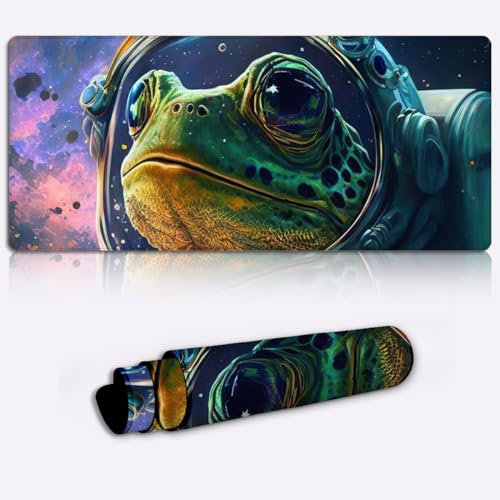 LJSPTU Gaming Mauspad/Matte, Frosch, Weltraum Astronaut, großes Mauspad für den Schreibtisch (60 x 35 x 0,3 cm), großes Mauspad, Schreibtischzubehör für Computermaus