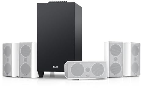 Teufel CONSONO 35 Concept 5.1 Surround Soundsystem - Sistema home cinema completo con ricevitore AV integrato e Bluetooth, Dolby Audio, HDMI ARC CEC per Giochi, Film, Musica - bianco