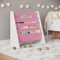 URBNLIVING Bibliothèque pour enfants en MDF et tissu avec sangle de rangement ouverte – Étagères de rangement à 4 niveaux pour bureau, chambre à coucher, salon (rose)