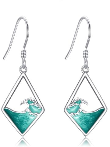 Welle Ohrringe Dangle S925 Sterling Silber Ozean Wellen Ohrstecker Wellen Schmuck für Frauen Damen Weibliche Wellen Geschenke