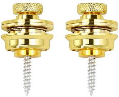 Banworks Schnellverschluss-Sicherheitsgurtknöpfe mit flachem Kopf | für Akustik-/E-Gitarren Bass Strat Tele Les Paul Pack von 2 JT/DSBDK-02 Golden