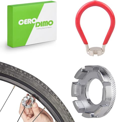 CeroDimo 2Pcs Bicycle Spoke Wrench Tool, Hardened Steel 6-in-1 Spoke Rim Tool, Bike Spoke Adjustment Wrench, Bike Spoke Tools, Spoke Tension Meter for Bicycle Wheel Repair