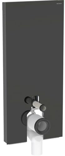 Geberit Monolith PLUS Sanitärmodul für Stand-WC, 114cm, Wasseranschluss hinten mittig, mit Anschlussbogen, 131.233.SJ.7, Farbe: Glas Schwarz